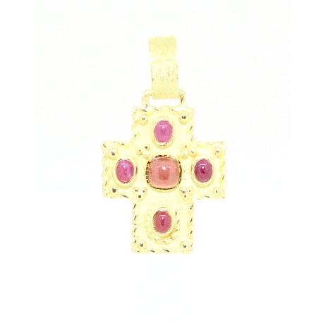 CRUZ EN ORO DE 18KT CON RUBIES