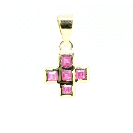 CRUZ EN ORO DE 18KT CON RUBIES