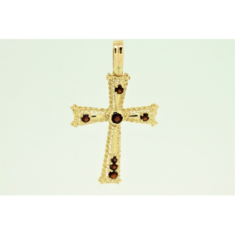 CRUZ EN ORO DE 18KT CON 0,70CT EN RUBIES