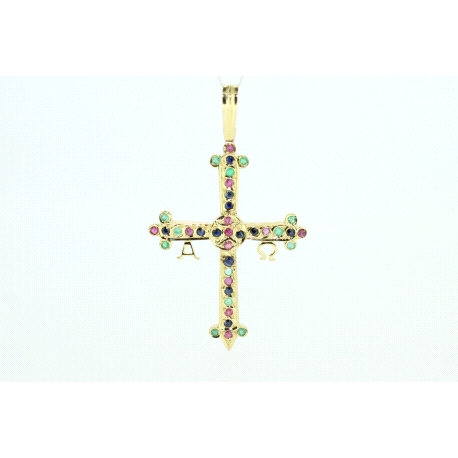 CRUZ DE LA VICTORIA EN ORO CON PIEDRAS