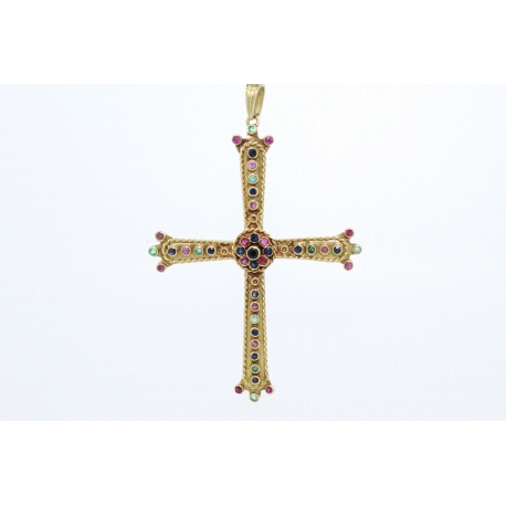 CRUZ DE LA VICTORIA EN ORO Y PIEDRAS