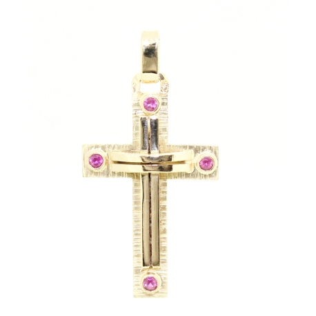 CRUZ EN ORO DE 18KT CON RUBIES