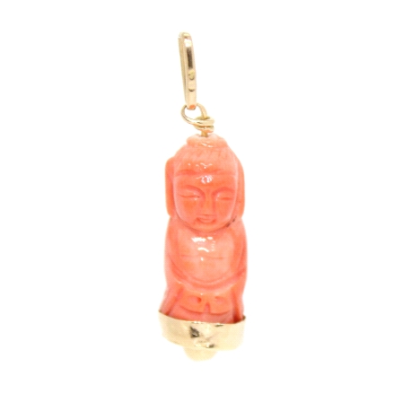 COLGANTE BUDHA EN ORO Y CORAL