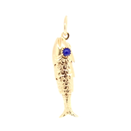 COLGANTE PEZ EN ORO CON LAPISLAZULI