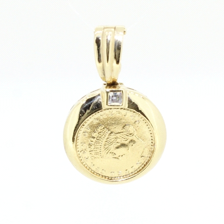 COLGANTE MONEDA EN ORO CON CIRCONITA