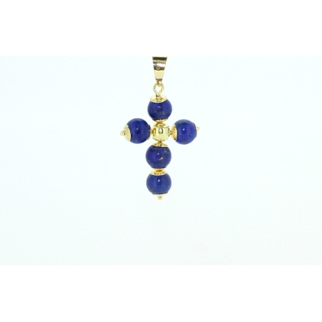 CRUZ EN ORO CON LAPISLAZULI