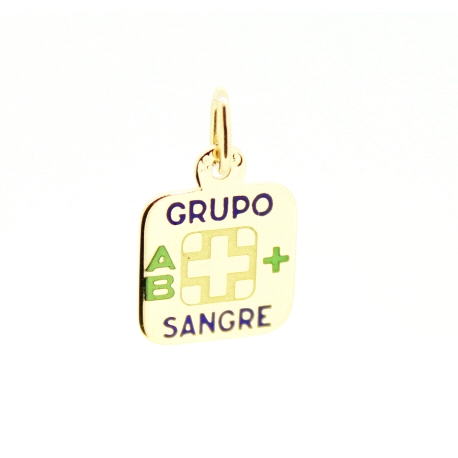 CHAPA GRUPO SANGUINEO AB+ EN ORO DE 18KT