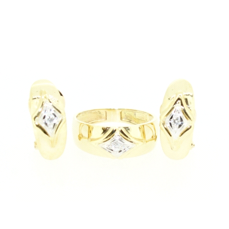 CONJUNTO EN ORO CON 0,12CT EN BRILLANTES