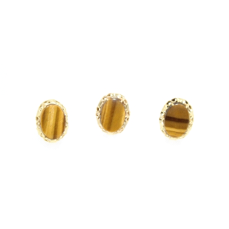 CONJUNTO DE ANILLO Y PENDIENTES EN ORO CON OJO DE TIGRE