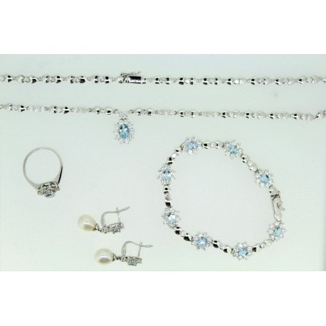 CONJUNTO CON TOPACIOS CIRCONITAS PERLAS