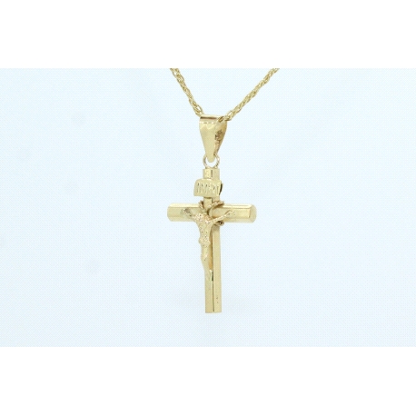 CONJUNTO CADENA Y CRUZ EN ORO DE 18KT