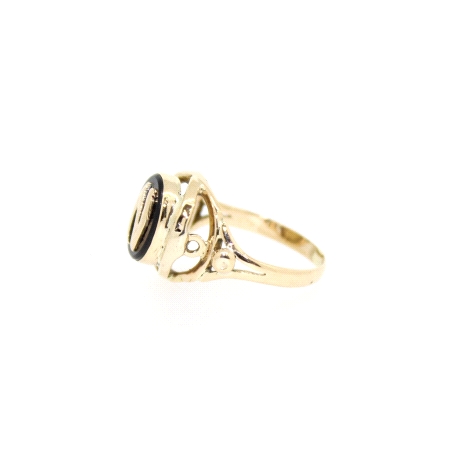 ANILLO SELLO EN ORO Y ONIX CON LETRA 'N'