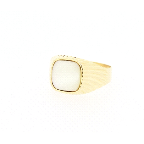 SELLO EN ORO DE 18KT CON NACAR BLANCO