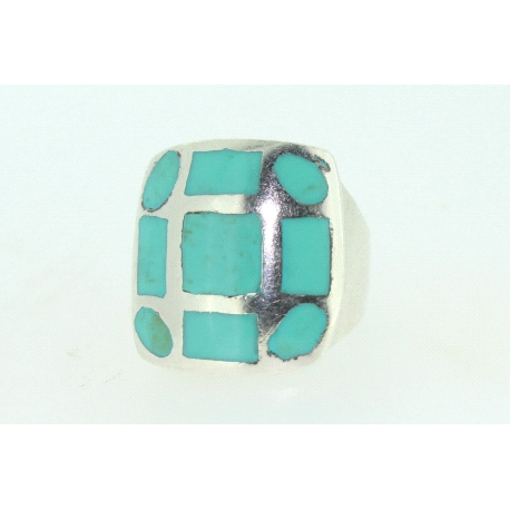 ANILLO EN PLATA CON TURQUESAS