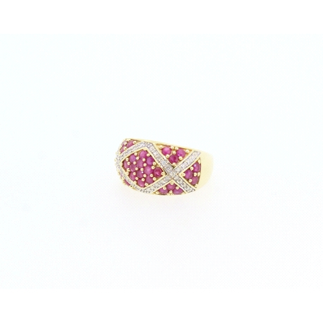 ANILLO EN ORO CON DIAMANTES Y RUBIES