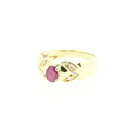 ANILLO EN ORO CON RUBIES Y BRILLANTES