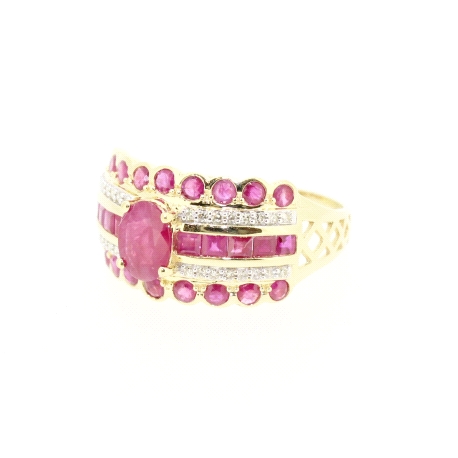 SORTIJA EN ORO CON DIAMANTES Y RUBIES