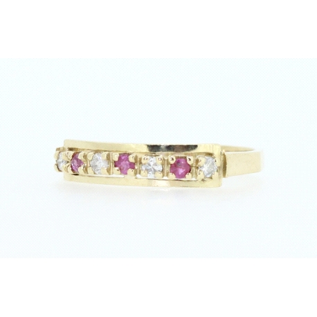 ANILLO EN ORO CON BRILLANTES Y RUBIES