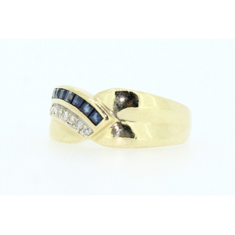 ANILLO EN ORO CON BRILLANTES Y ZAFIROS