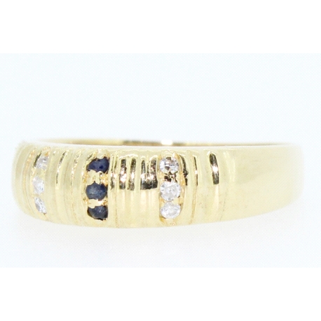 ANILLO ORO CON BRILLANTES Y ZAFIROS