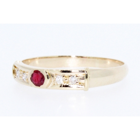 ANILLO EN ORO CON BRILLANTES Y RUBIES