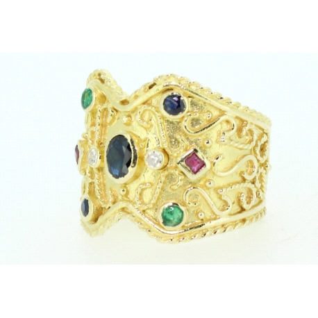 ANILLO EN ORO CON PIEDRAS PRECIOSAS