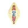 ANILLO LANZADERA EN ORO CON TOPACIO AZUL Y RUBIES