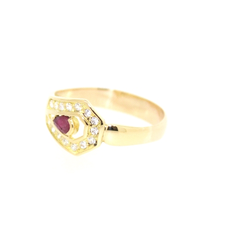 ANILLO EN ORO CON RUBI Y CIRCONITAS