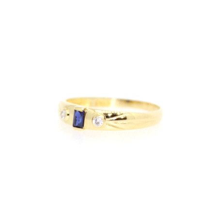 ANILLO EN ORO CON ZAFIRO Y CIRCONITAS