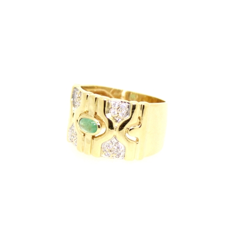 ANILLO EN ORO CON CUARZO VERDE Y CIRCONITAS