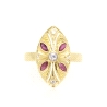 ANILLO LANZADERA EN ORO CON RUBIES Y CIRCONITAS