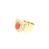 ANILLO EN ORO CON CORAL Y CIRCONITAS