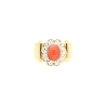 ANILLO EN ORO CON CORAL Y CIRCONITAS