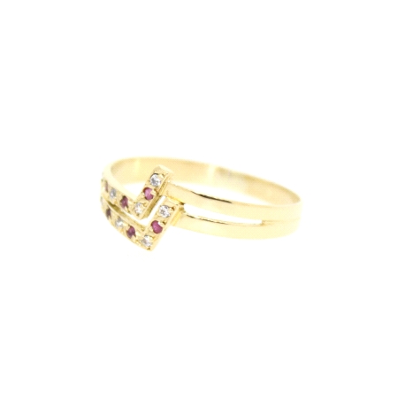 ANILLO EN ORO CON RUBIES Y CIRCONITAS