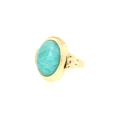 ANILLO EN ORO CON AMAZONITA VERDE