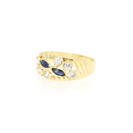 ANILLO EN ORO CON ZAFIRO Y CIRCONITAS