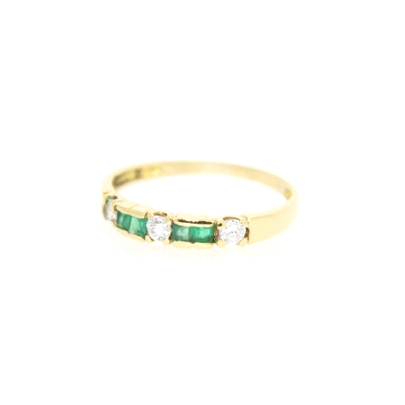 ANILLO EN ORO CON ESMERALDAS Y CIRCONITAS