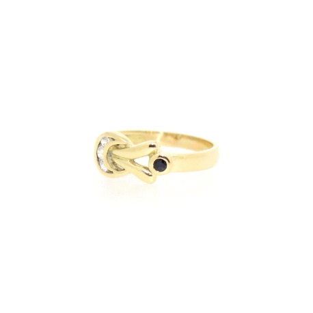 ANILLO EN ORO CON AZABACHE Y CIRCONITAS