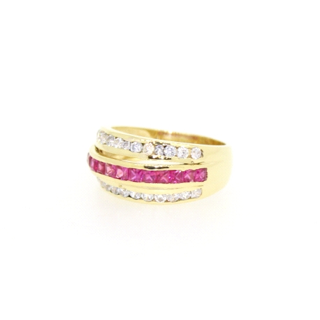 ANILLO EN ORO CON RUBIES Y CIRCONITAS