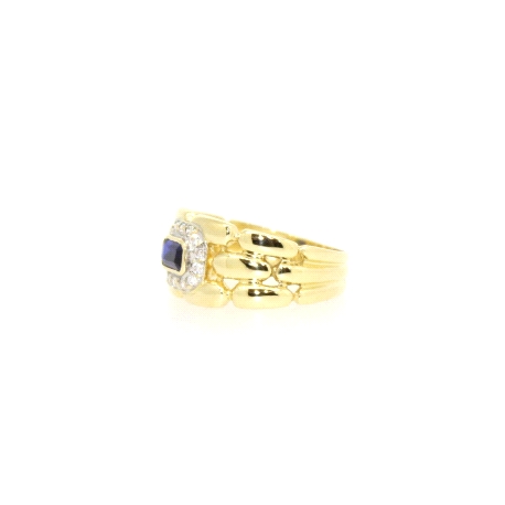 ANILLO EN ORO CON ZAFIRO Y CIRCONITAS