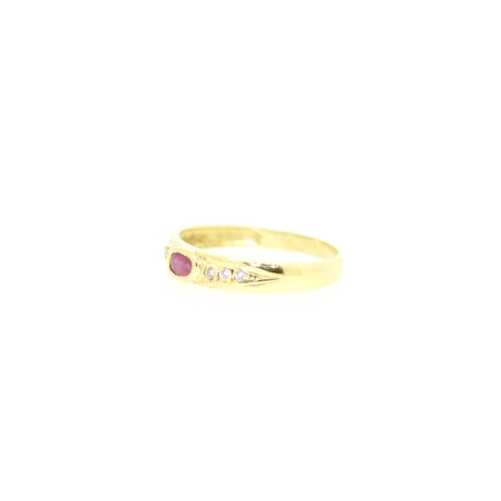 ANILLO EN ORO CON RUBI Y CIRCONITAS