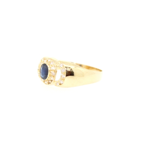 ANILLO EN ORO CON ZAFIRO Y CIRCONITAS