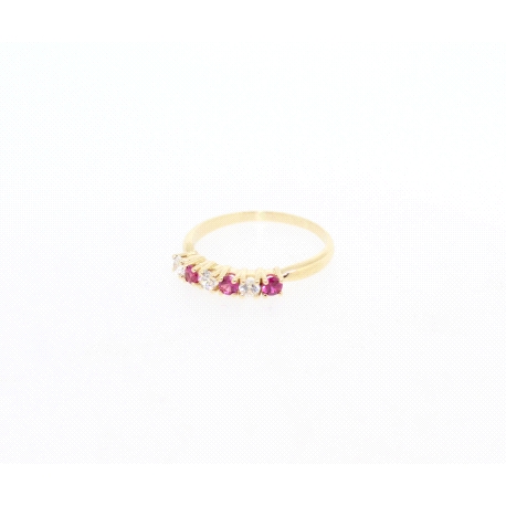 ANILLO EN ORO CON RUBIES Y CIRCONITAS