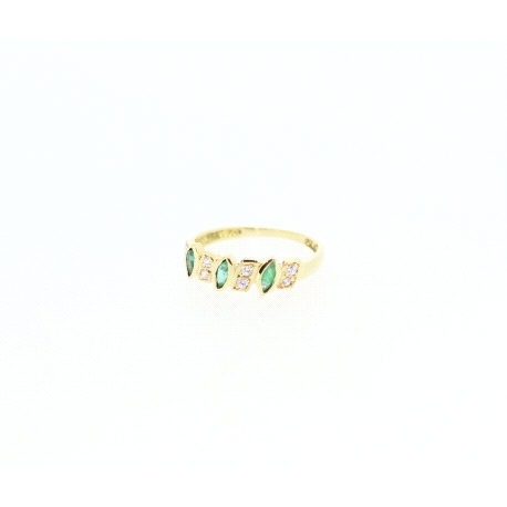 ANILLO EN ORO CON ESMERALDAS Y CIRCONITAS