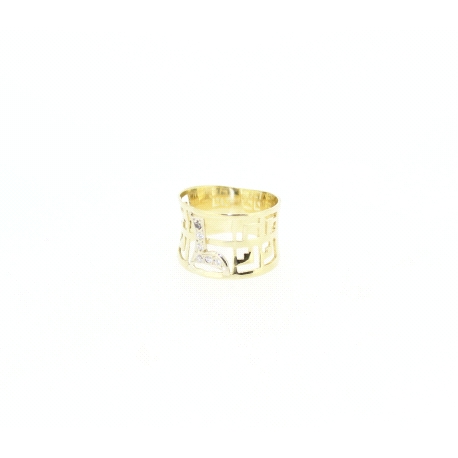 ANILLO DE DISEÑO LETRA 'L' EN ORO Y CIRCONITAS