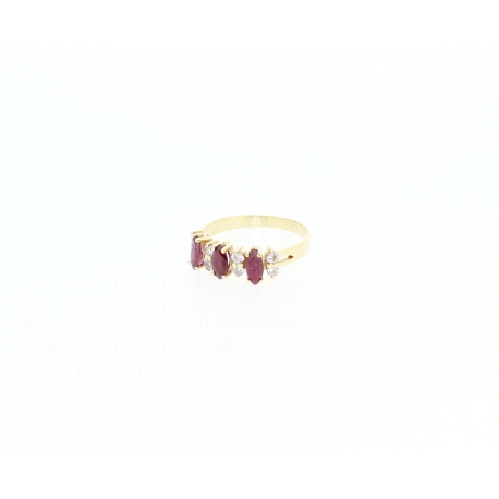 ANILLO EN ORO CON RUBIES Y CIRCONITAS