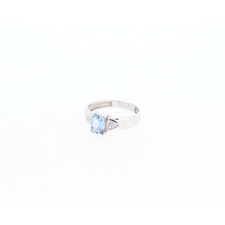 ANILLO EN ORO BLANCO CON TOPACIO AZUL