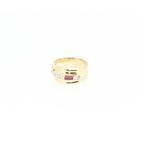 ANILLO EN ORO CON RUBIES Y CIRCONITAS