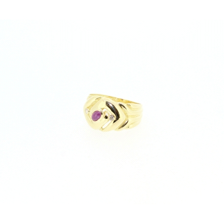 ANILLO EN ORO CON RUBI Y CIRCONITAS