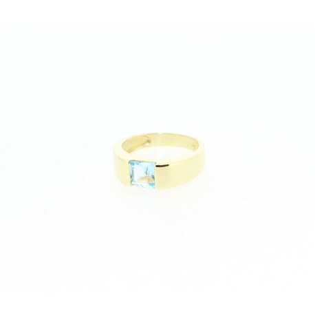 ANILLO EN ORO CON TOPACIO AZUL